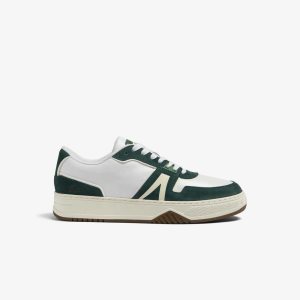 Wht/Gum Lacoste L001 Leather Color Sneakers | WCXQKB-947