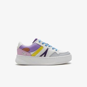 Wht/Lt Purp Lacoste L005 Leather Sneakers | KFJZYH-092