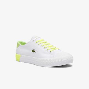 Wht/Lt Ylw Lacoste Gripshot Canvas and Leather Sneakers | YDUTGH-153