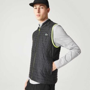 Yellow / Black Lacoste SPORT Padded Reversible Vest | URXZYH-459