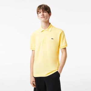 Yellow Lacoste Original L.12.12 petit pique cotton Polo | ZLTPAE-673