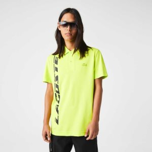 Yellow Lacoste Regular Fit Branded Pique Polo | SQXRYA-450