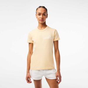 Yellow Lacoste Slim Fit Organic Cotton Jersey T-Shirt | SKXUJN-724