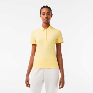 Yellow Lacoste Slim Fit Stretch Cotton Pique Polo | WVDOGL-738
