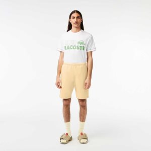 Yellow Lacoste Unbrushed Organic Cotton Fleece Shorts | NQXYOF-876