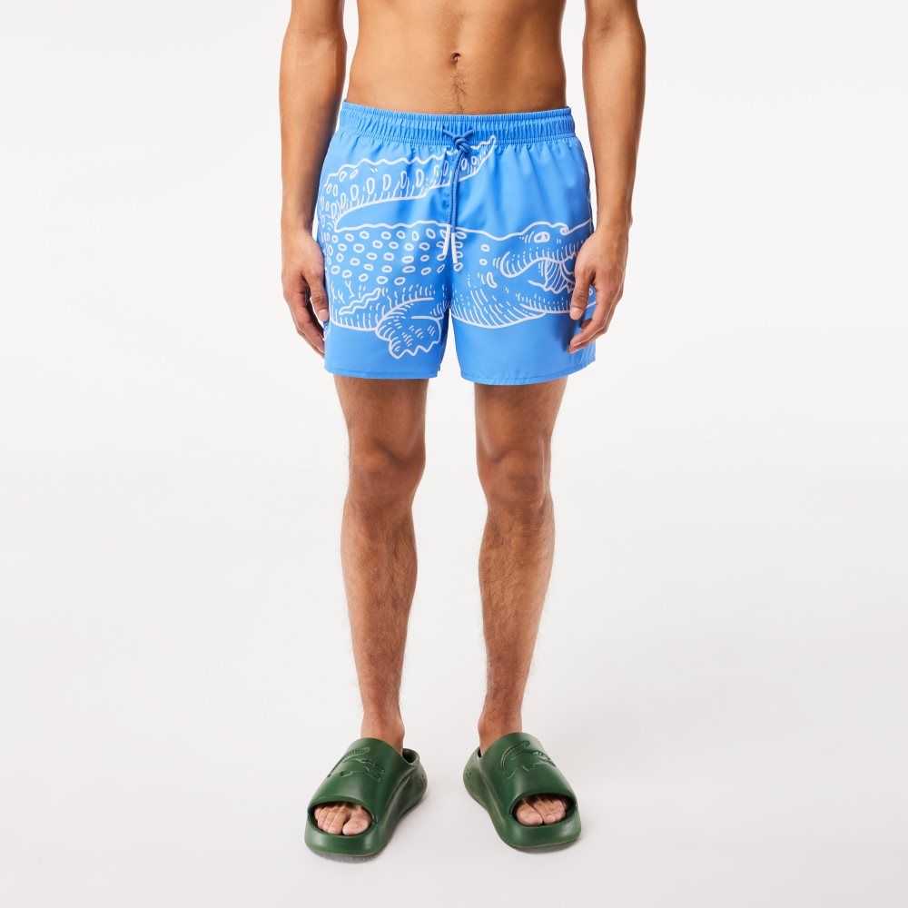 B04 Lacoste Crocodile Print Swim Trunks | PHIDEA-096