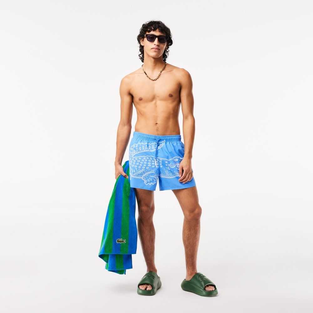 B04 Lacoste Crocodile Print Swim Trunks | PHIDEA-096