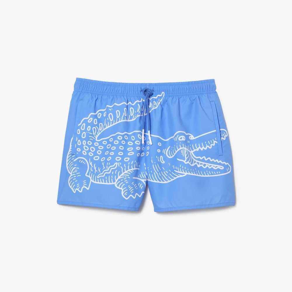 B04 Lacoste Crocodile Print Swim Trunks | PHIDEA-096