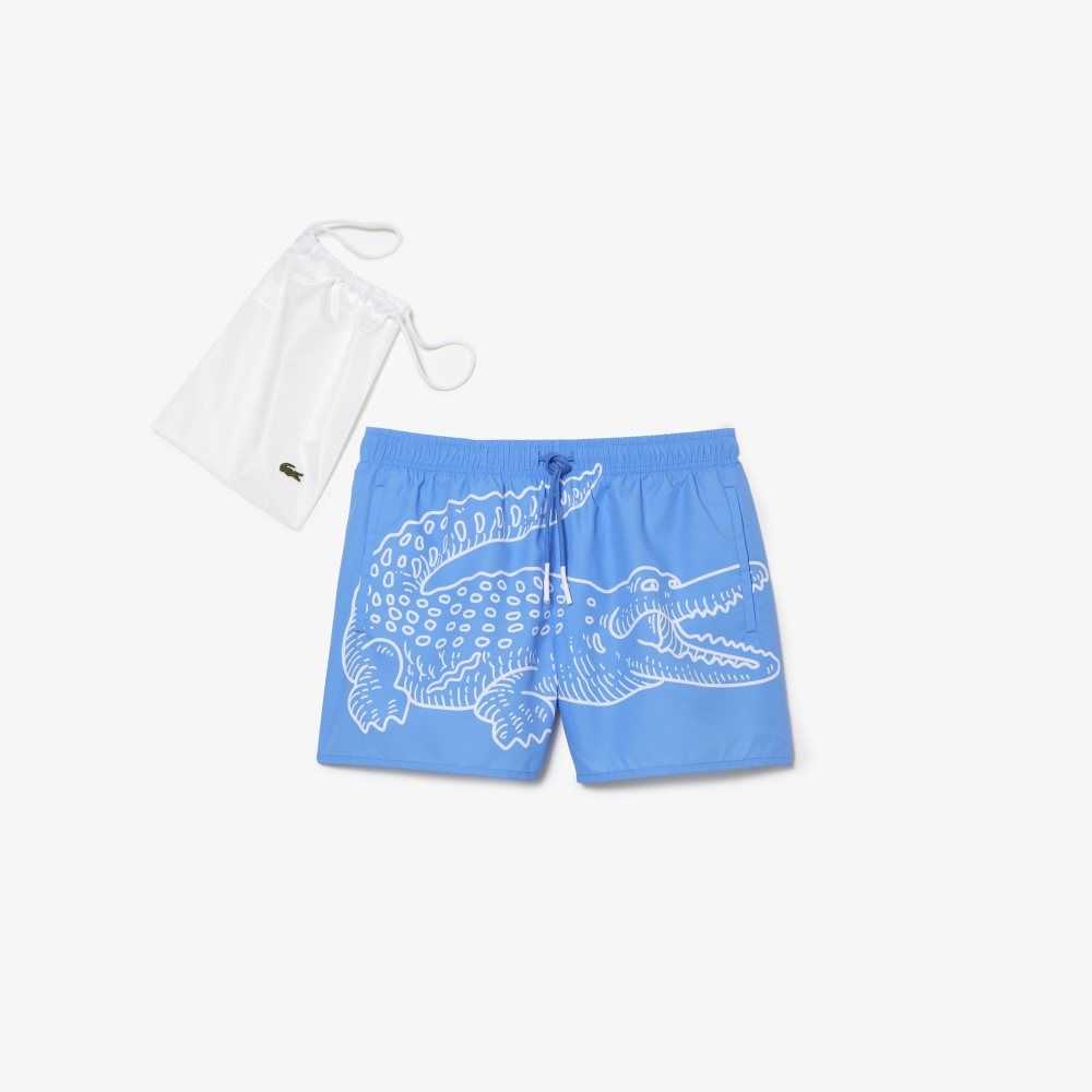 B04 Lacoste Crocodile Print Swim Trunks | PHIDEA-096