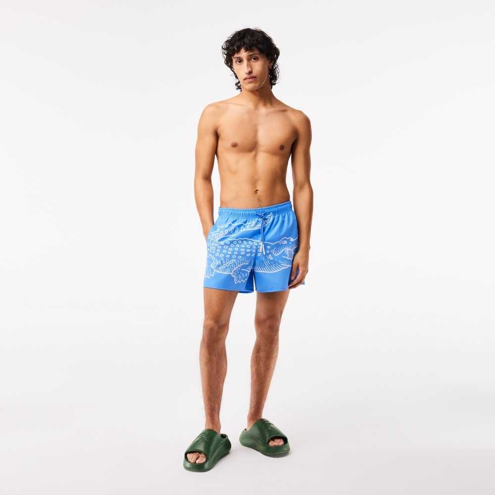 B04 Lacoste Crocodile Print Swim Trunks | PHIDEA-096