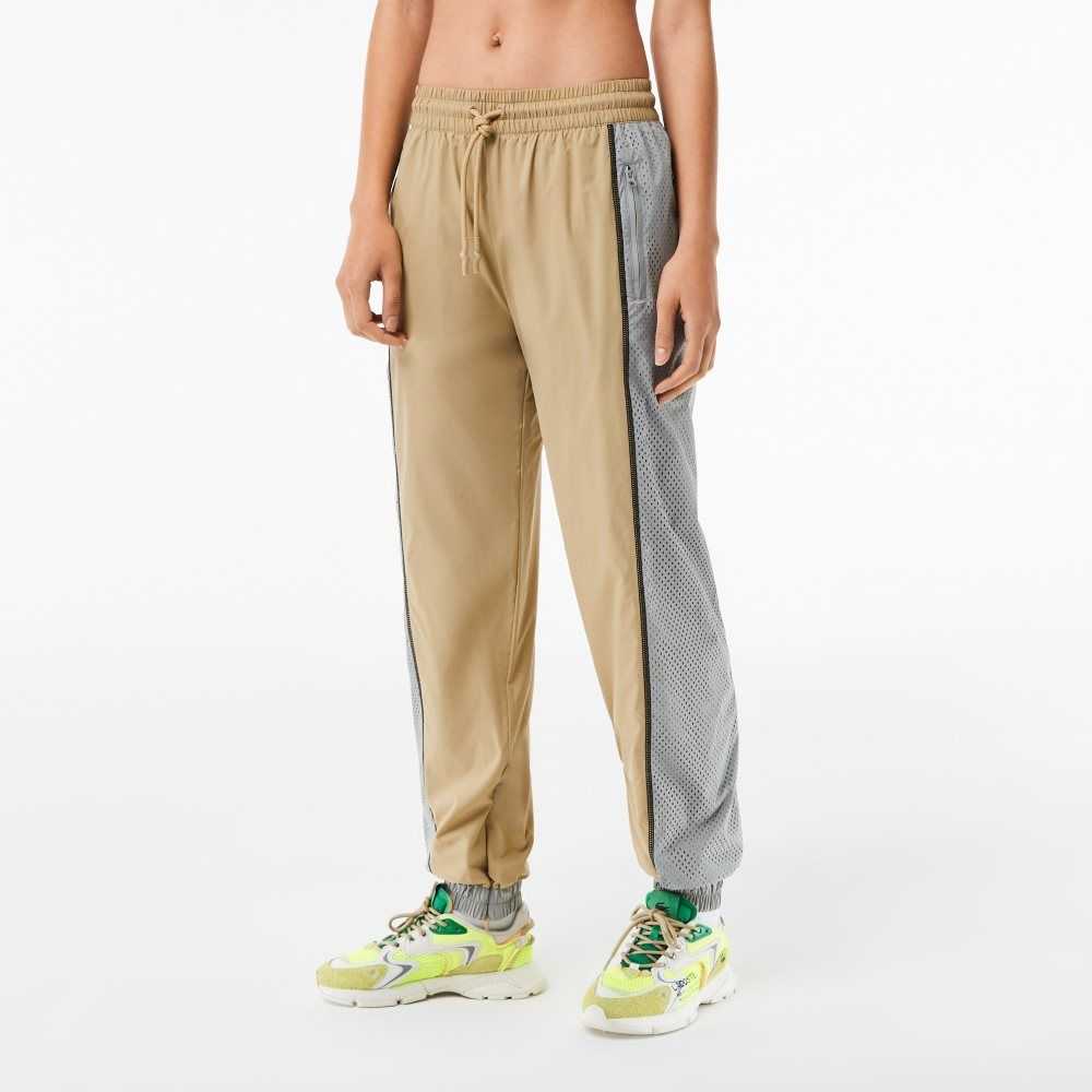 Beige / Grey Lacoste Perforated Effect Track Pants | RYNQIM-624