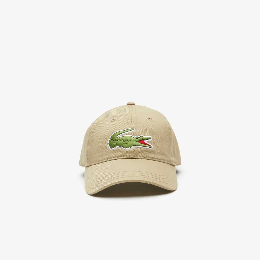 Beige Lacoste Adjustable Organic Cotton Twill Cap | SNCVPT-978