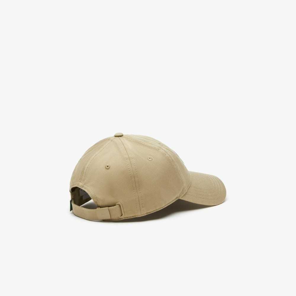 Beige Lacoste Adjustable Organic Cotton Twill Cap | SNCVPT-978