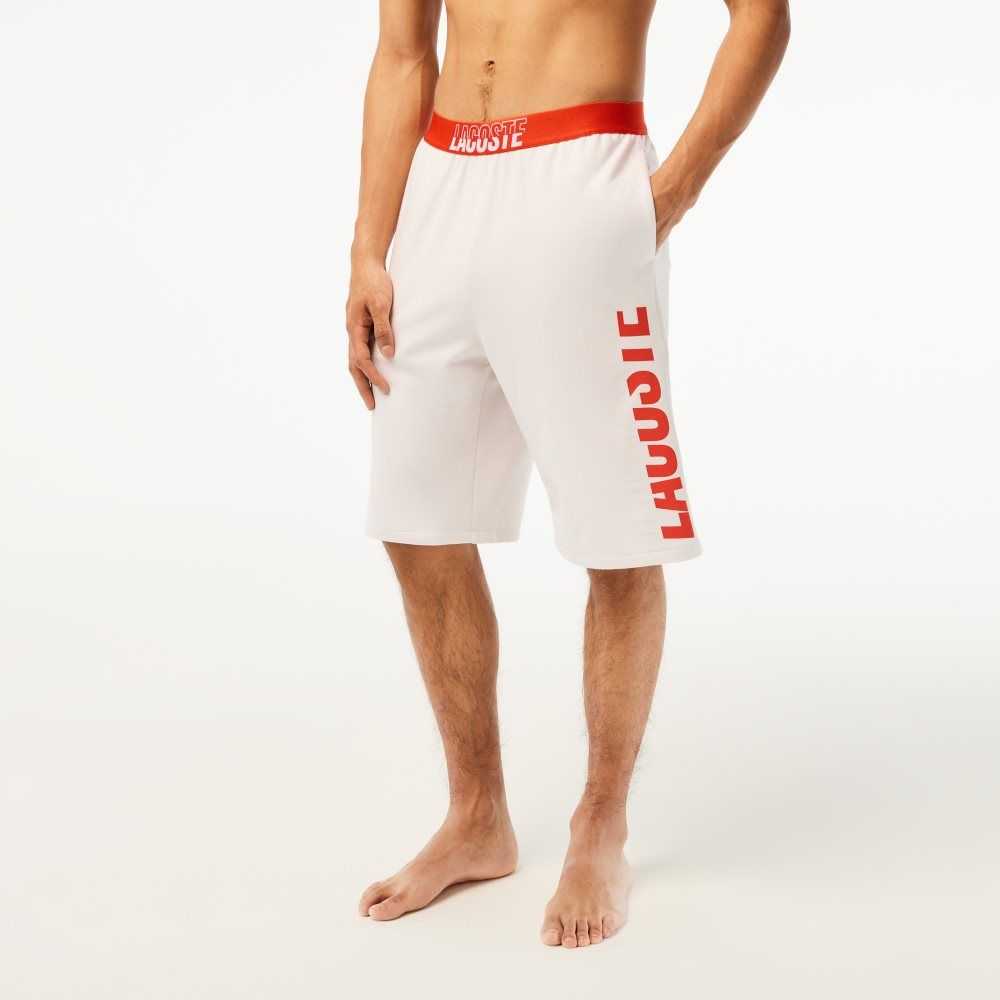 Beige Lacoste Contrast Logo Waistband Shorts | ZJINCV-908