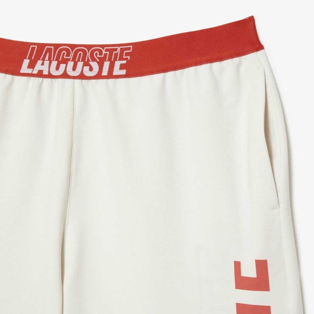 Beige Lacoste Contrast Logo Waistband Shorts | ZJINCV-908