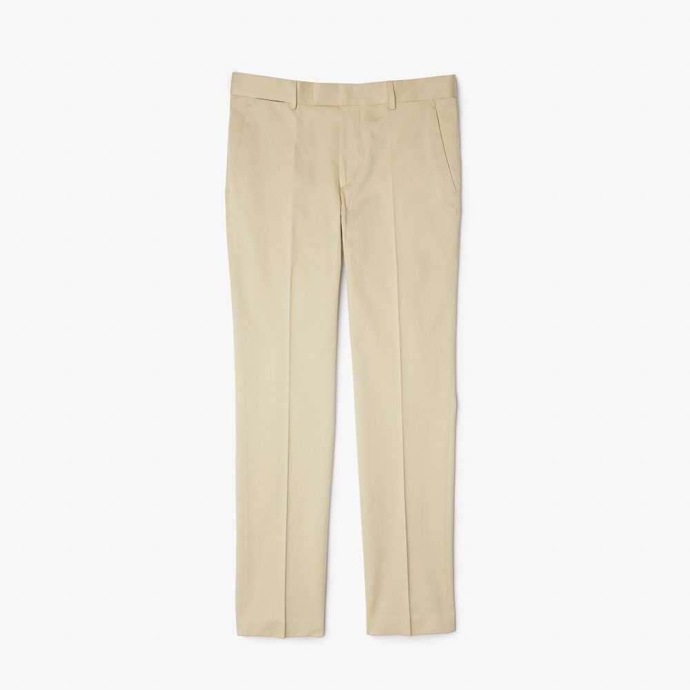 Beige Lacoste Cotton And Linen Blend Pleated Pants | CBAZRN-214