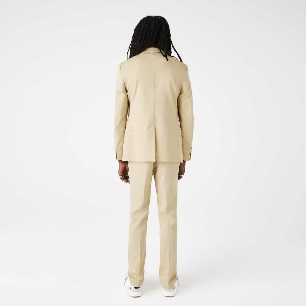 Beige Lacoste Cotton And Linen Blend Pleated Blazer | UQRJMA-821