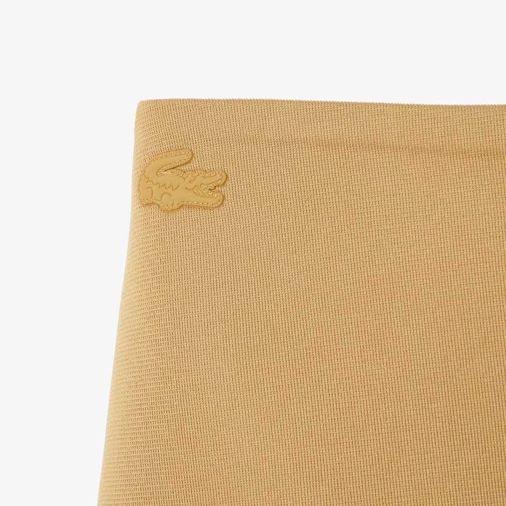 Beige Lacoste Fashion Show Edition Pleated Canvas Tennis Skirt | PEYGLN-803