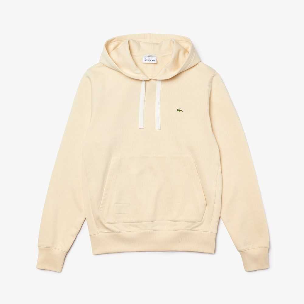 Beige Lacoste Hooded Organic Cotton Sweatshirt | QLVWMU-605