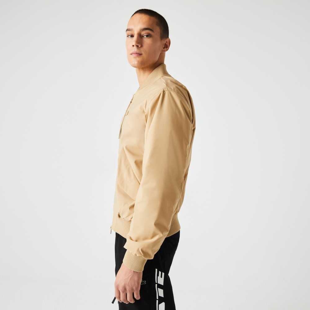 Beige Lacoste Insulated Padded Bomber Jacket | ROJUHK-961