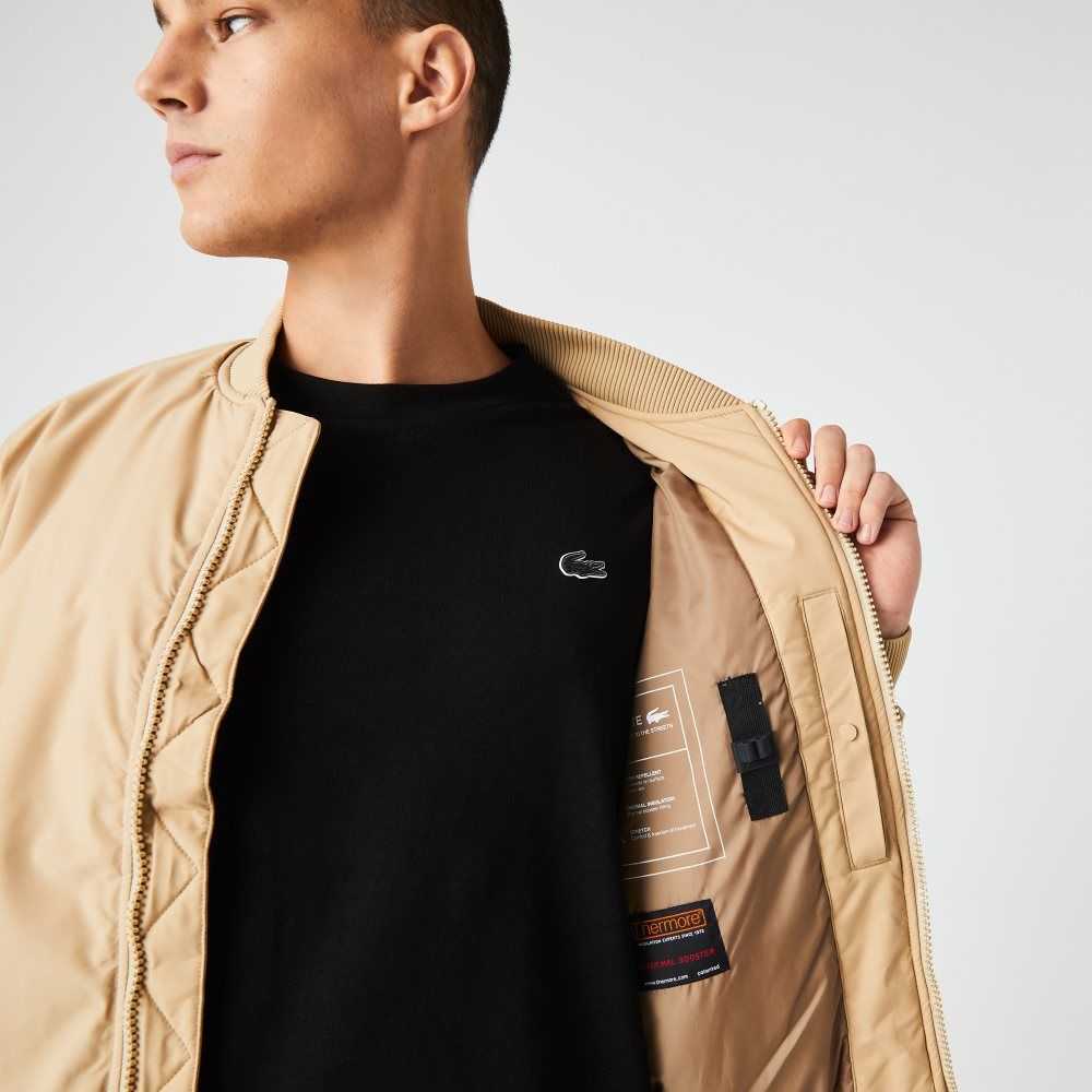 Beige Lacoste Insulated Padded Bomber Jacket | ROJUHK-961