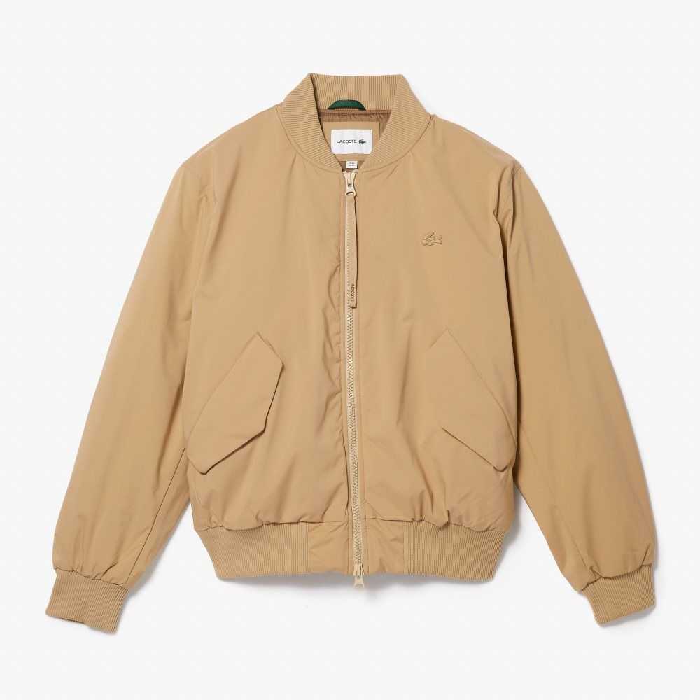 Beige Lacoste Insulated Padded Bomber Jacket | ROJUHK-961