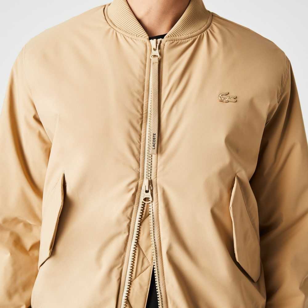 Beige Lacoste Insulated Padded Bomber Jacket | ROJUHK-961