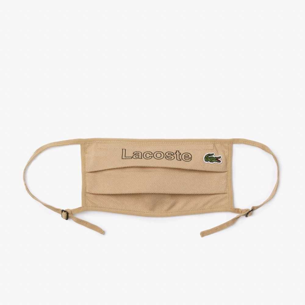 Beige Lacoste LIVE Face Protection Mask print and adjustable | XSJWAH-085