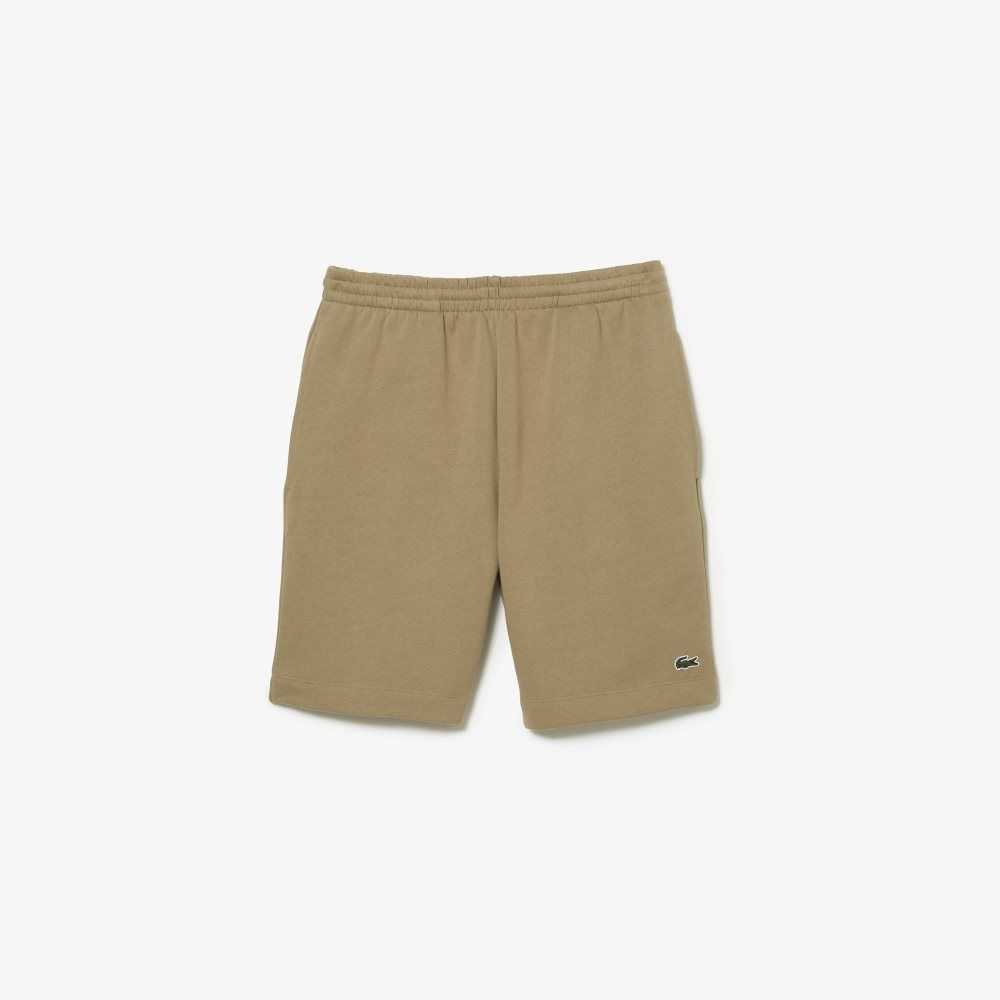 Beige Lacoste Organic Brushed Cotton Fleece Shorts | AEZWNK-360