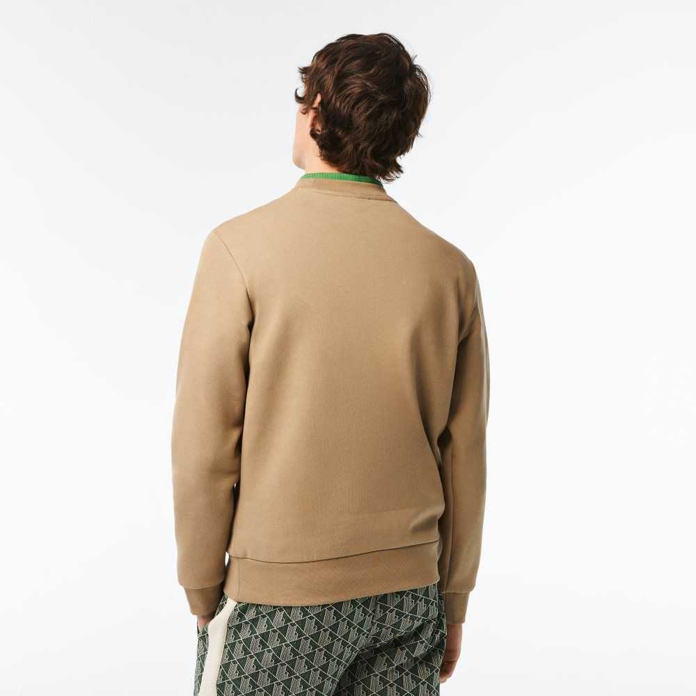 Beige Lacoste Organic Brushed Cotton Sweatshirt | AUYRNJ-203