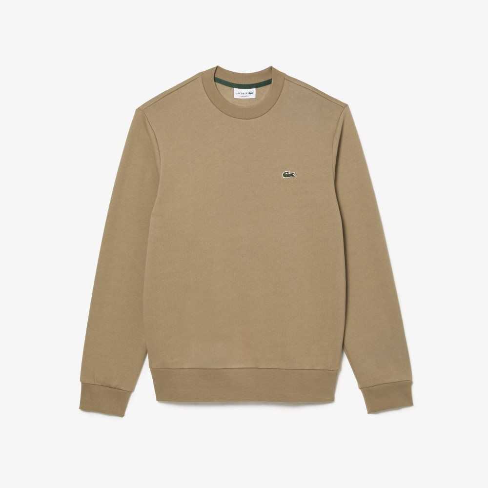 Beige Lacoste Organic Brushed Cotton Sweatshirt | AUYRNJ-203