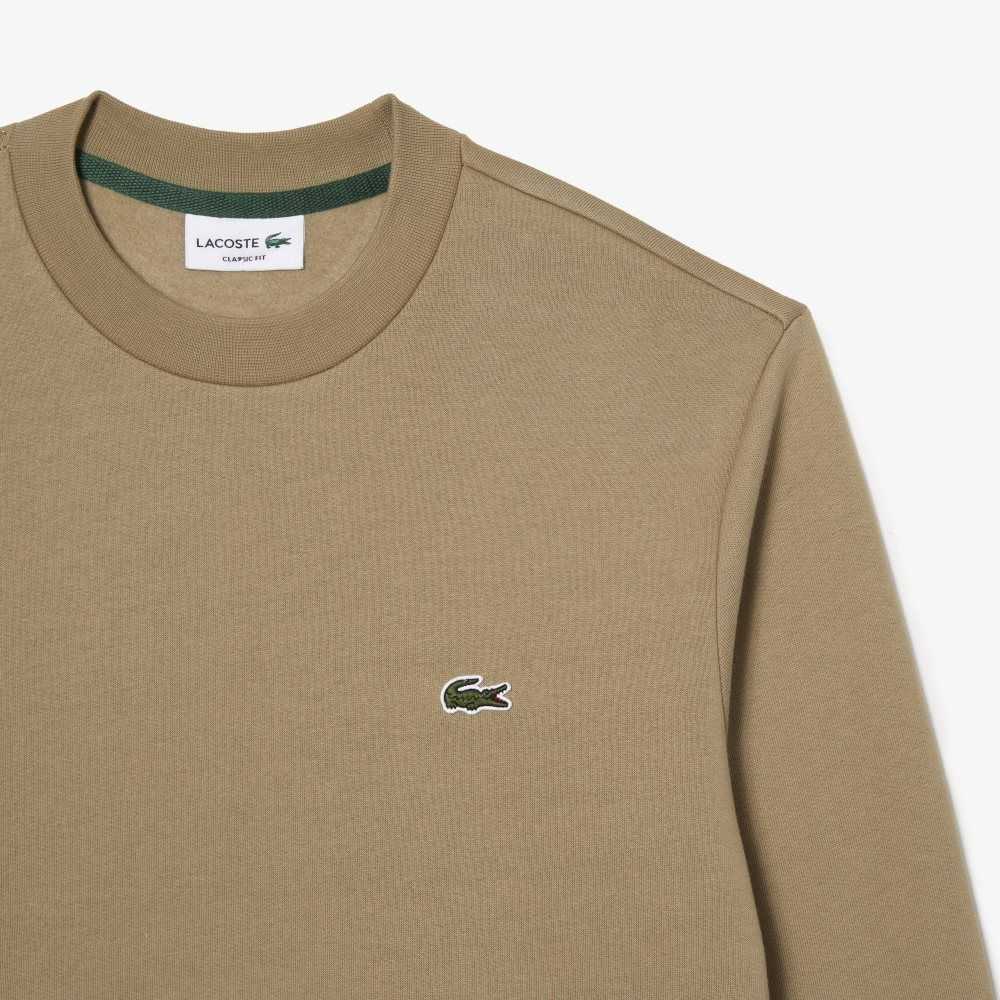 Beige Lacoste Organic Brushed Cotton Sweatshirt | AUYRNJ-203