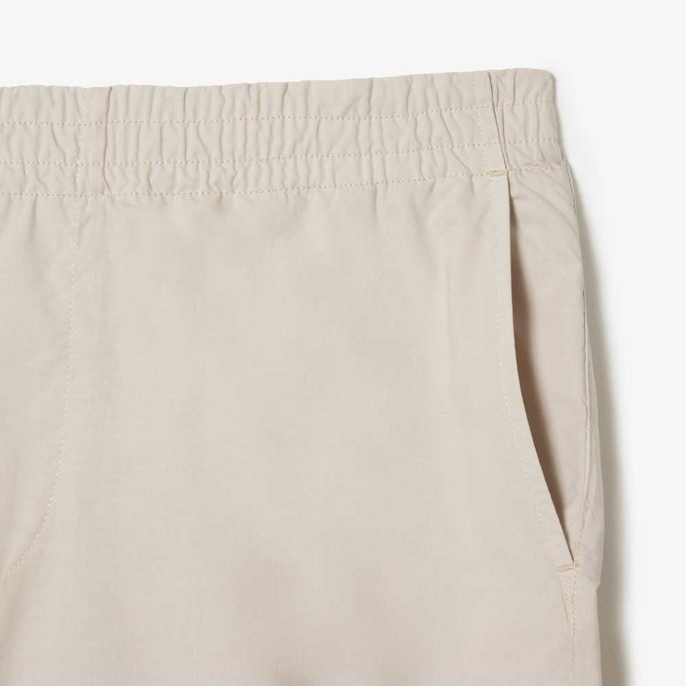 Beige Lacoste Organic Cotton Shorts | UJQVAW-357