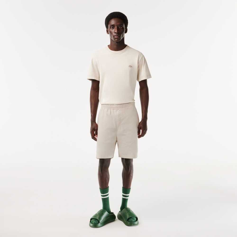 Beige Lacoste Organic Cotton Shorts | UJQVAW-357