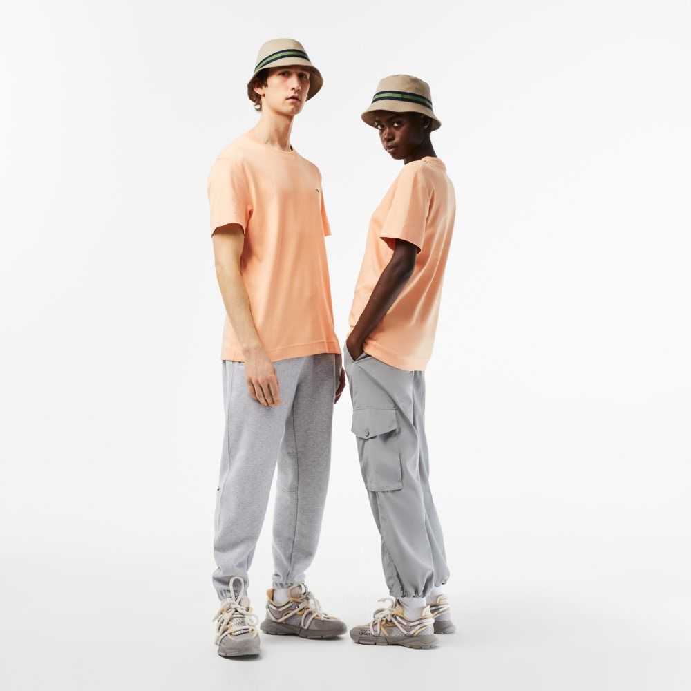 Beige Lacoste Organic Cotton Stripe Band Bucket Hat | EZXVAH-749