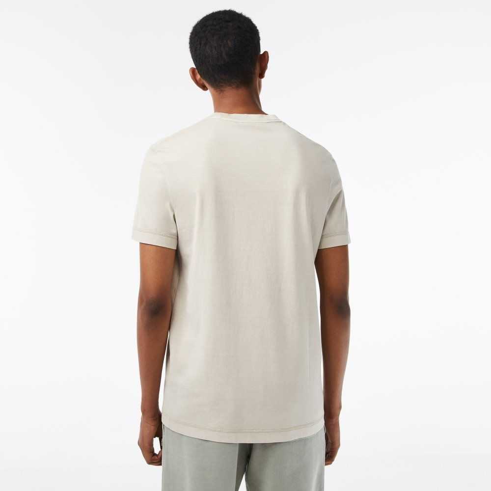 Beige Lacoste Plain Organic Cotton T-Shirt | LMRBKU-168