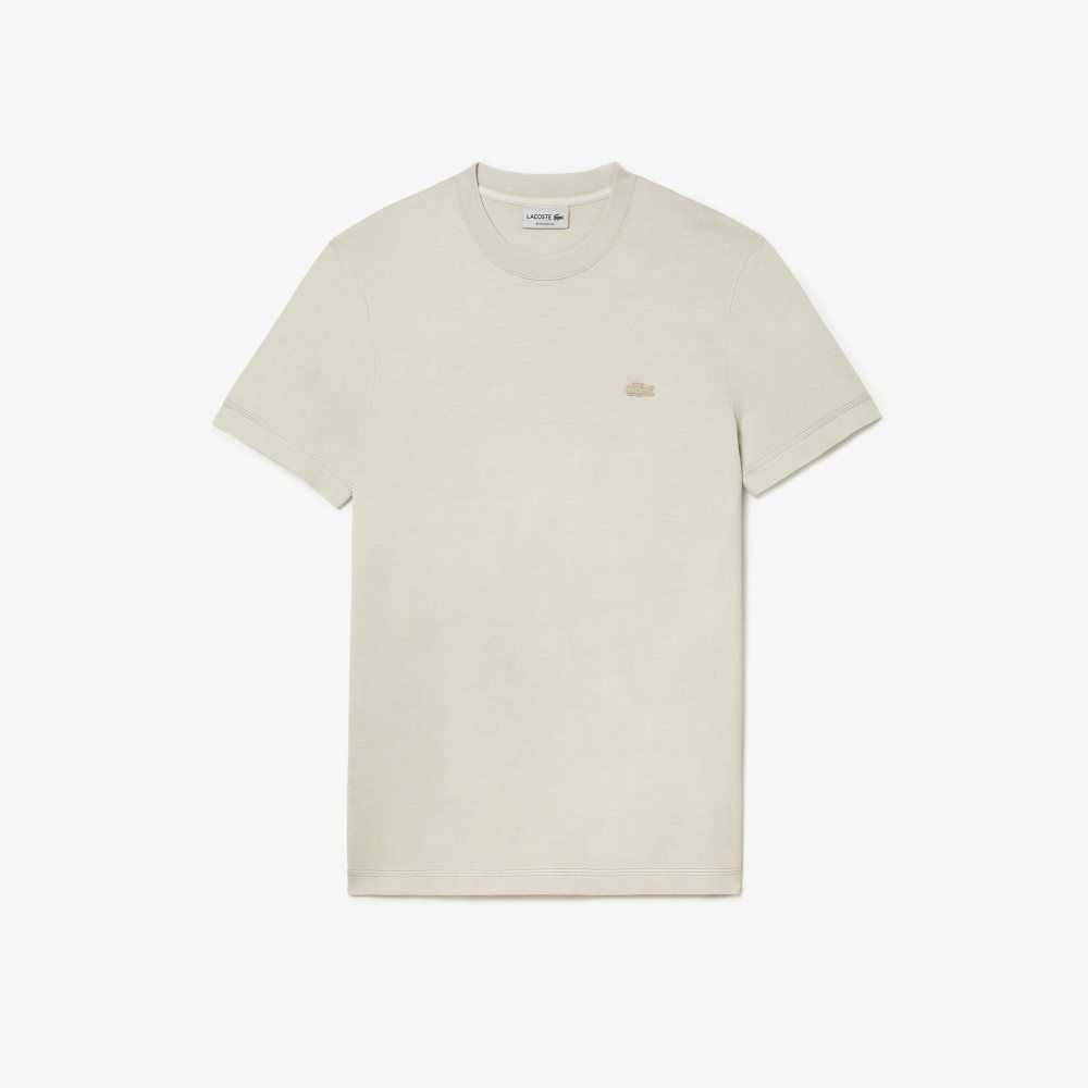 Beige Lacoste Plain Organic Cotton T-Shirt | LMRBKU-168