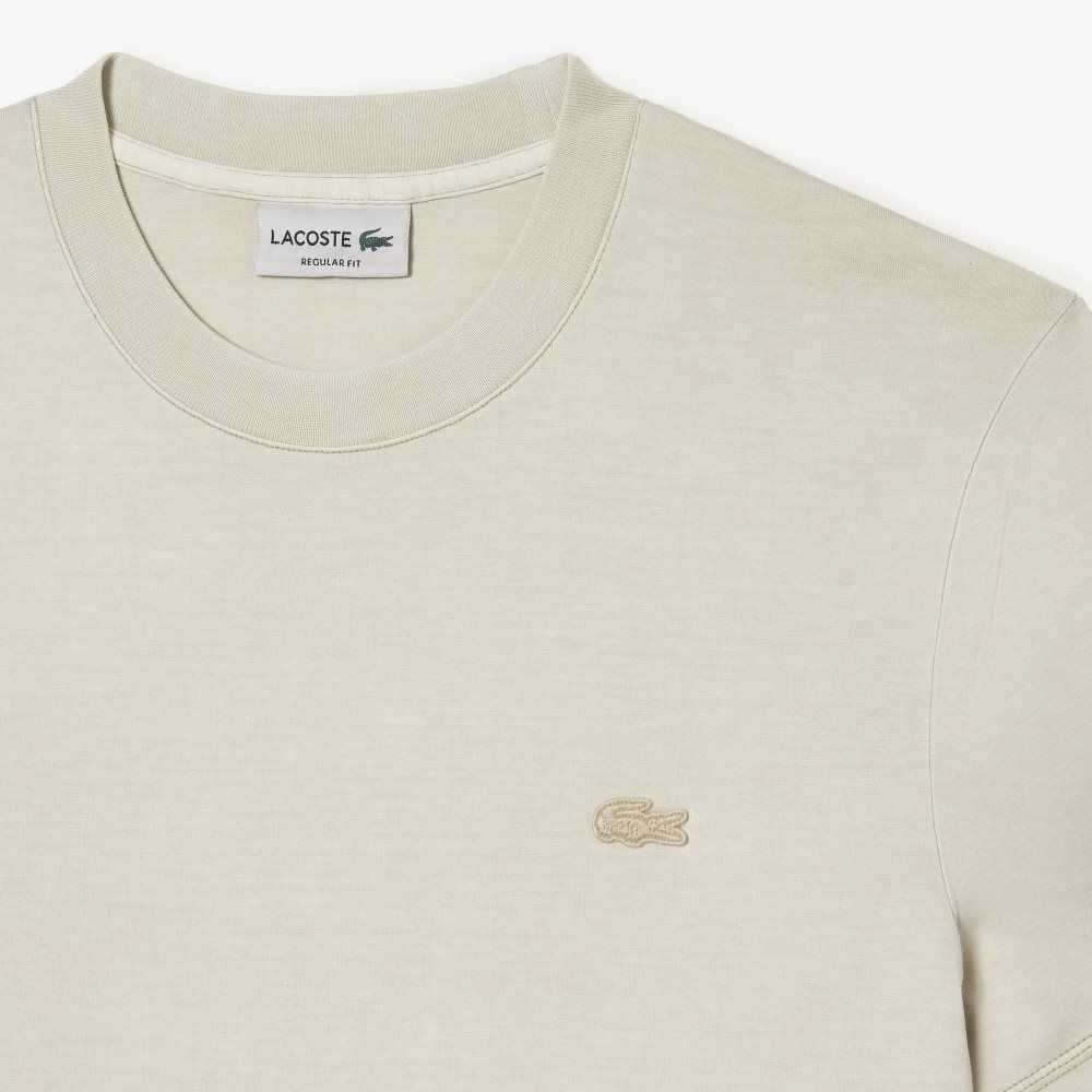 Beige Lacoste Plain Organic Cotton T-Shirt | LMRBKU-168