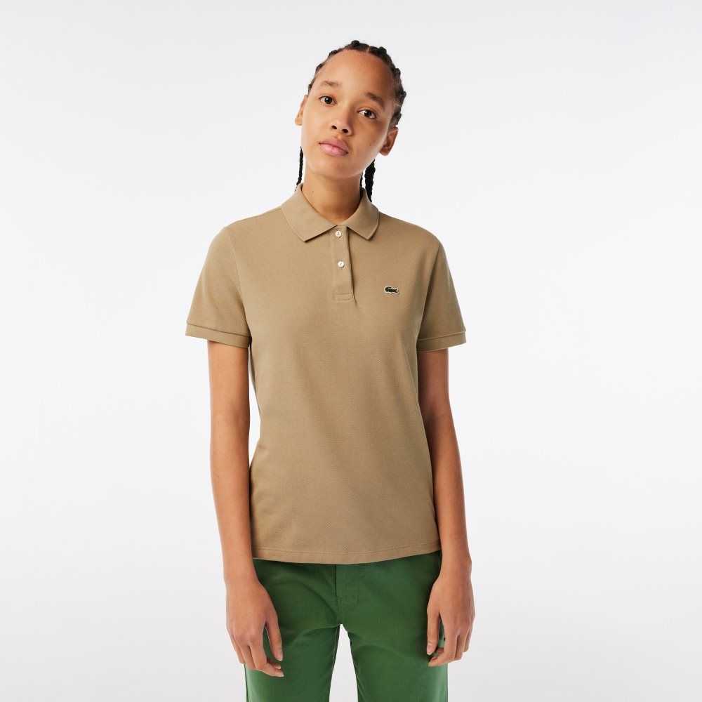 Beige Lacoste Regular Fit Soft Cotton Petit Pique Polo | JZRFSU-826