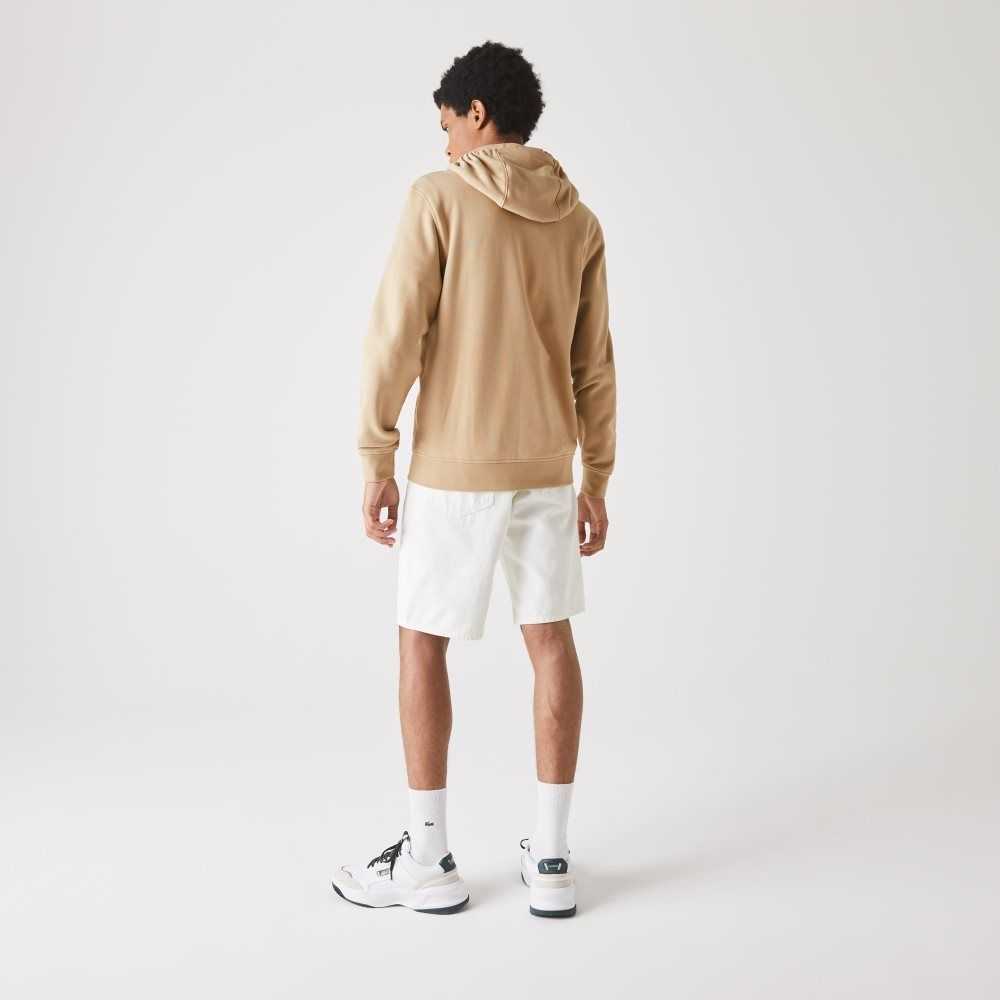 Beige Lacoste SPORT Lightweight Bi-material Hoodie | SBCXHO-641