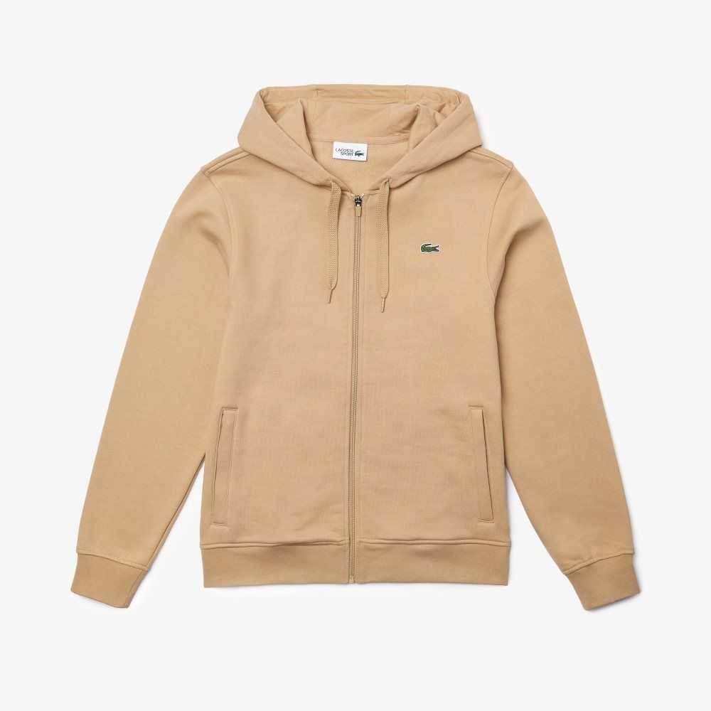 Beige Lacoste SPORT Lightweight Bi-material Hoodie | SBCXHO-641