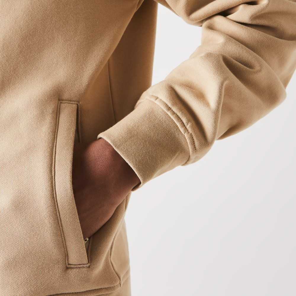 Beige Lacoste SPORT Lightweight Bi-material Hoodie | SBCXHO-641