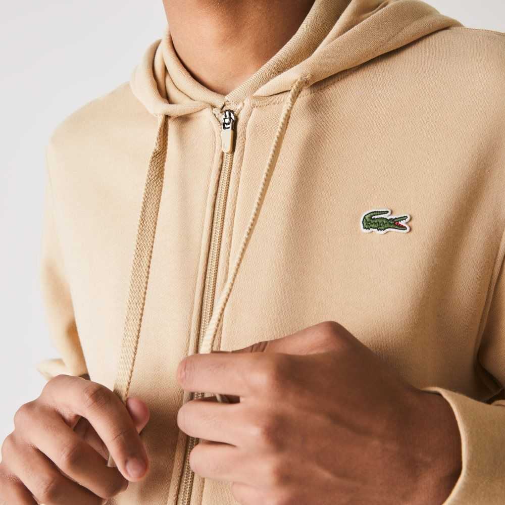 Beige Lacoste SPORT Lightweight Bi-material Hoodie | SBCXHO-641