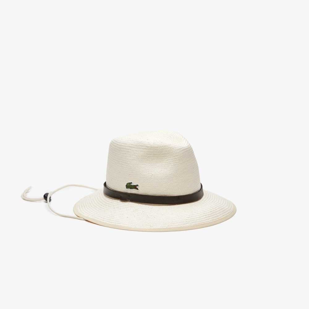 Beige Lacoste SPORT Miami Open Woven Tennis Hat With Cord | POFHTK-860