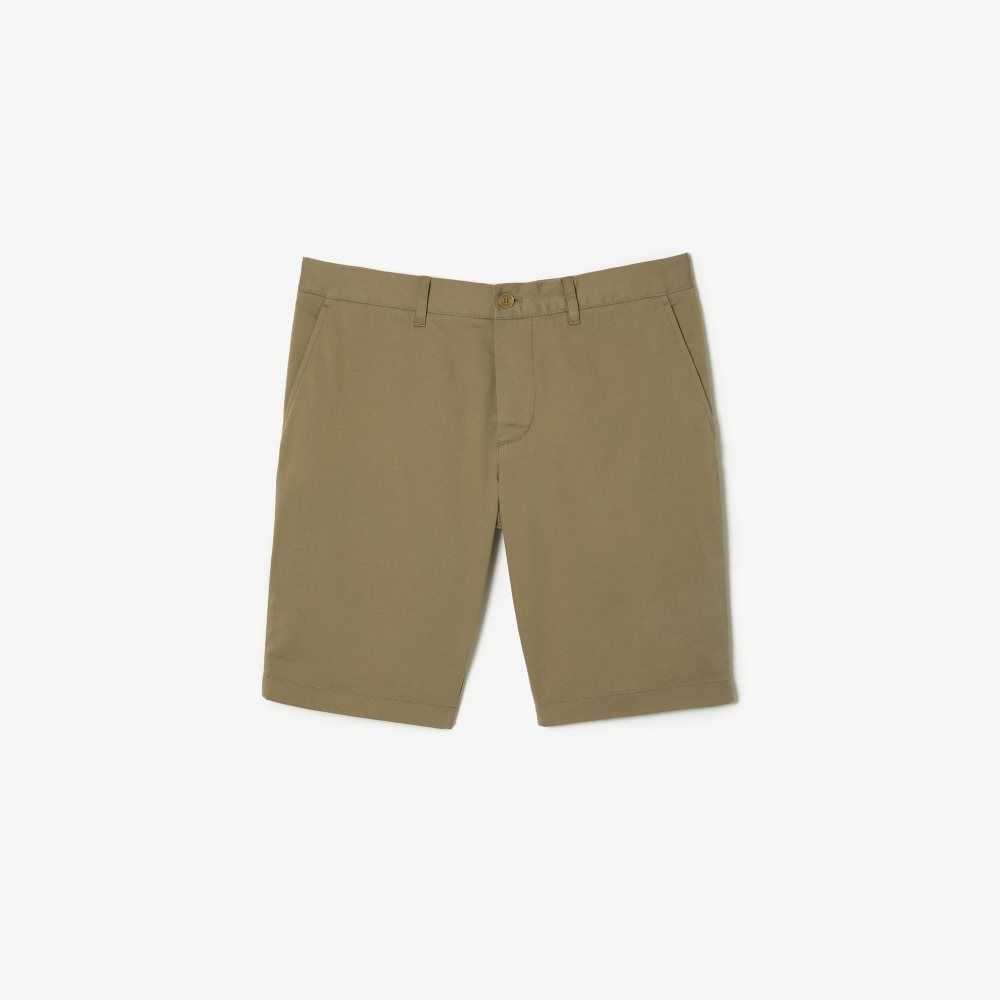 Beige Lacoste Slim Fit Stretch Cotton Bermuda Shorts | SGUXKI-318