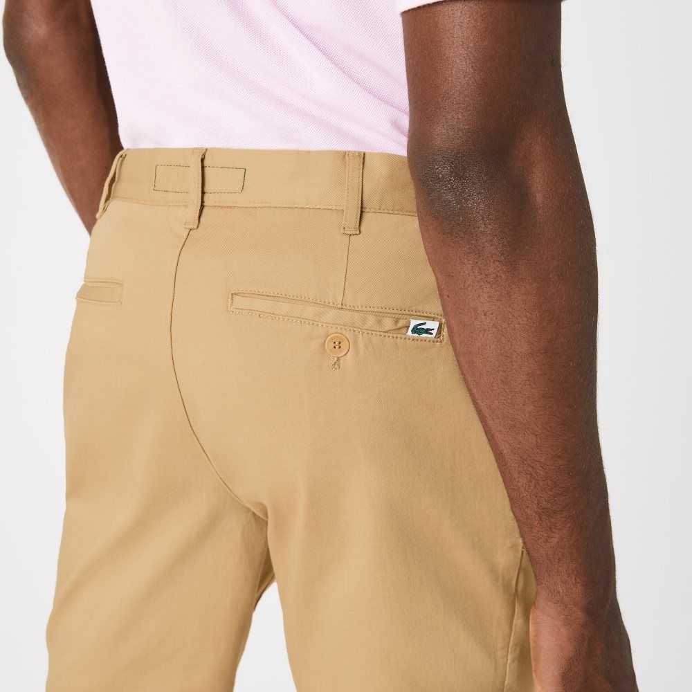 Beige Lacoste Slim Fit Stretch Cotton Bermuda Shorts | VCOJFH-342