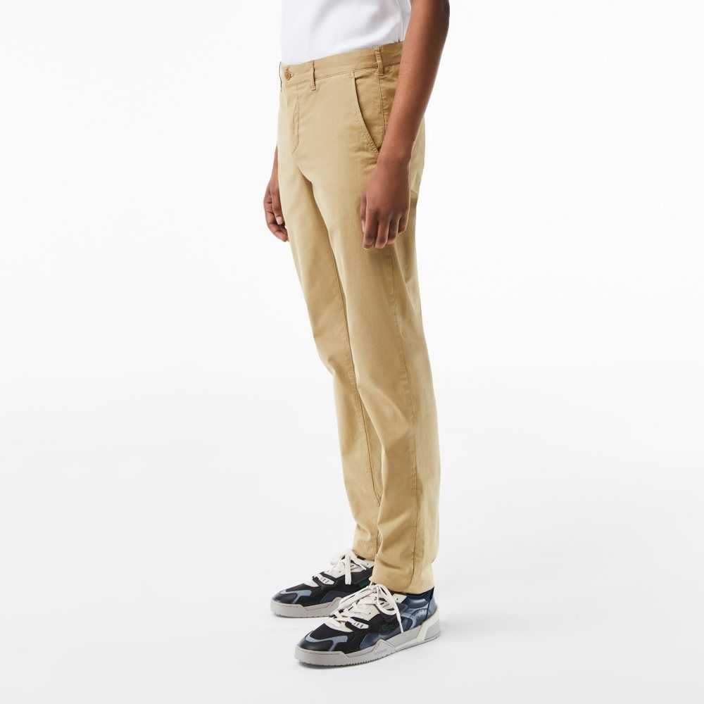 Beige Lacoste Slim Fit Stretch Cotton Chinos | IKAFYW-863