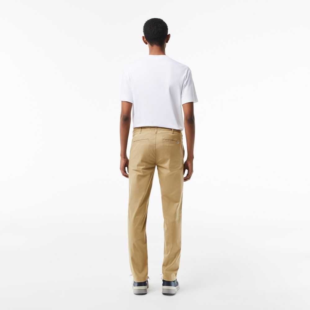 Beige Lacoste Slim Fit Stretch Cotton Chinos | IKAFYW-863