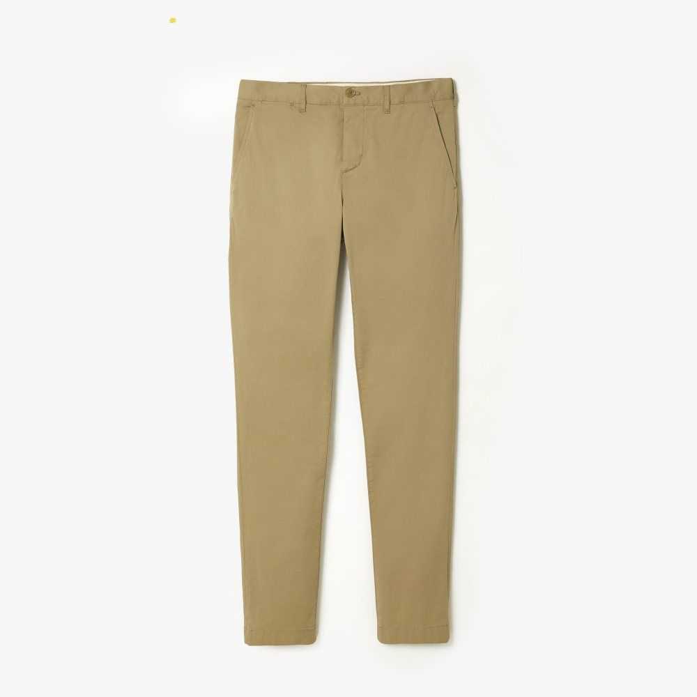 Beige Lacoste Slim Fit Stretch Cotton Chinos | IKAFYW-863