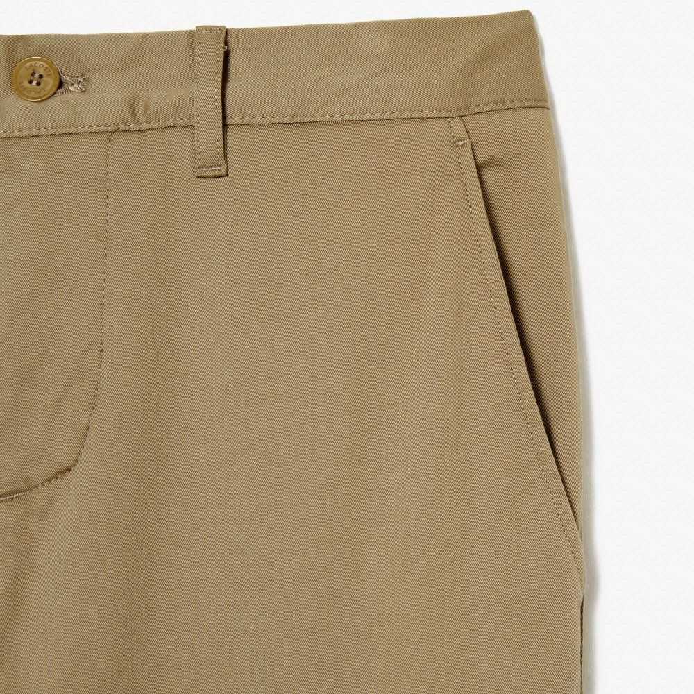 Beige Lacoste Slim Fit Stretch Cotton Pants | MQOYJP-679